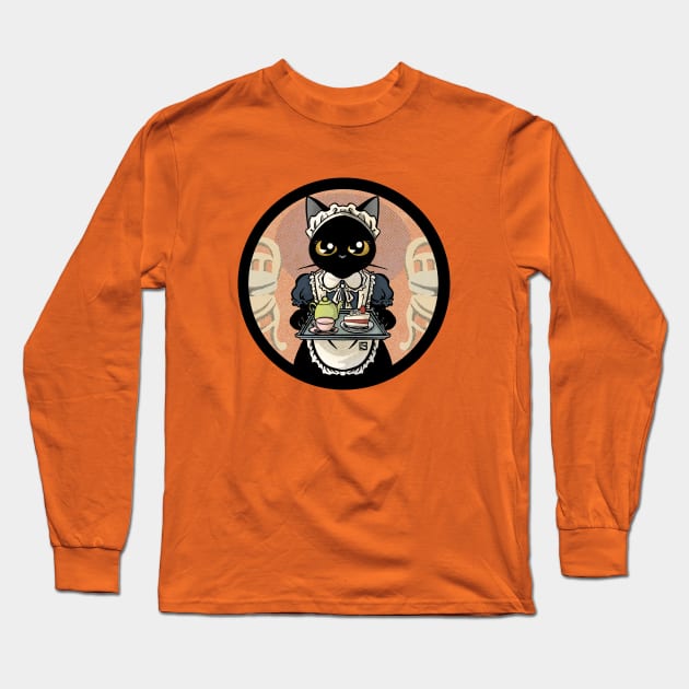 Black cat maid cafe Long Sleeve T-Shirt by BATKEI